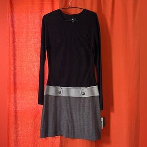 NWT. Black and Gray drop-Waist Knit Dress